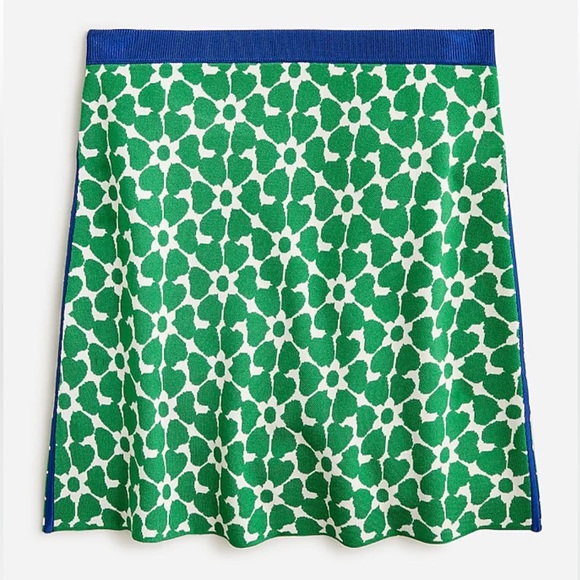 J. Crew - Mini Sweater Skirt in Green Floral Jacquard